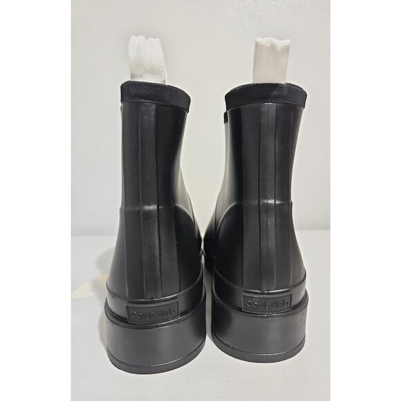 Calvin Klein Illea Rubber Boots Platform Lug Sole Womens 8 Black Rain Boot - Picture 6 of 11